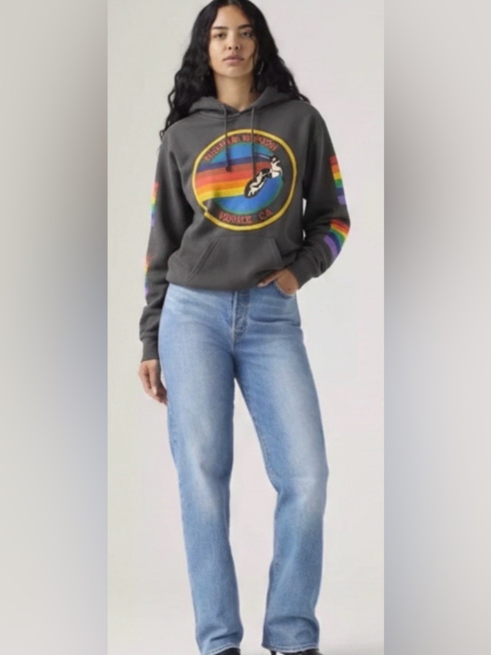 Aviator nation Charcoal Hoodie with stamped on the right sleeve